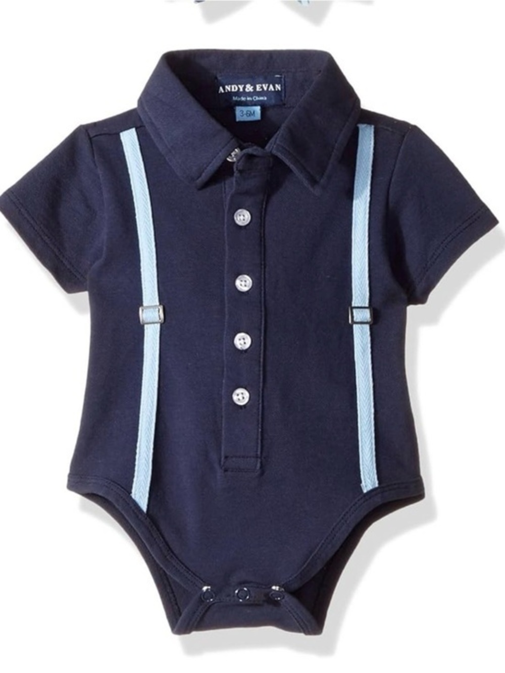 Andy & Evan Baby Boy’s Polo Shirt with faux suspenders bodysuit 12-18 Months